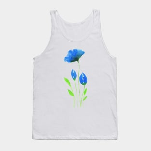 Blue flowers in modern watercolor design Tank Top